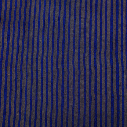 Royal Blue Color Raw Silk Stripe Fabric