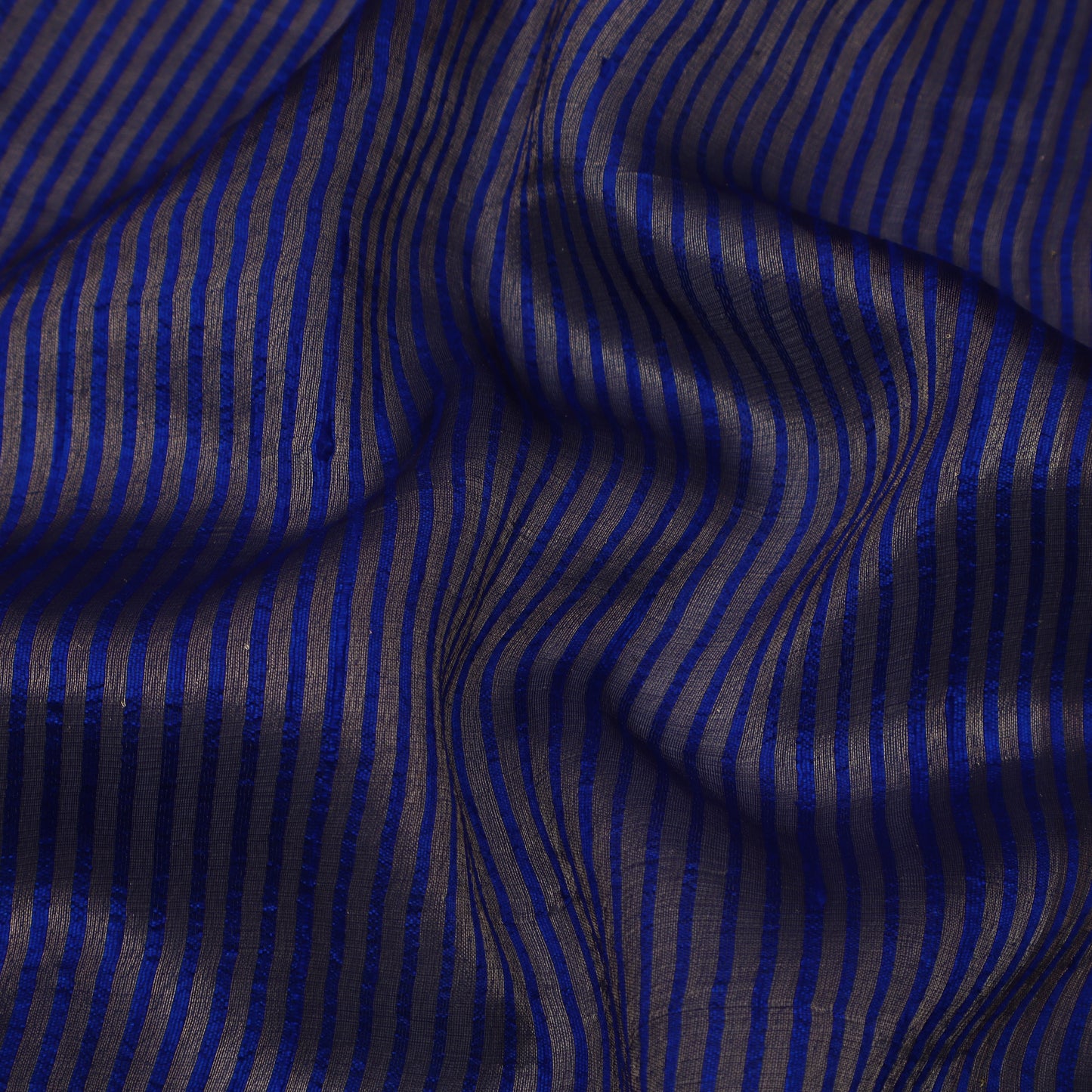 Royal Blue Color Raw Silk Stripe Fabric