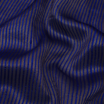 Royal Blue Color Raw Silk Stripe Fabric