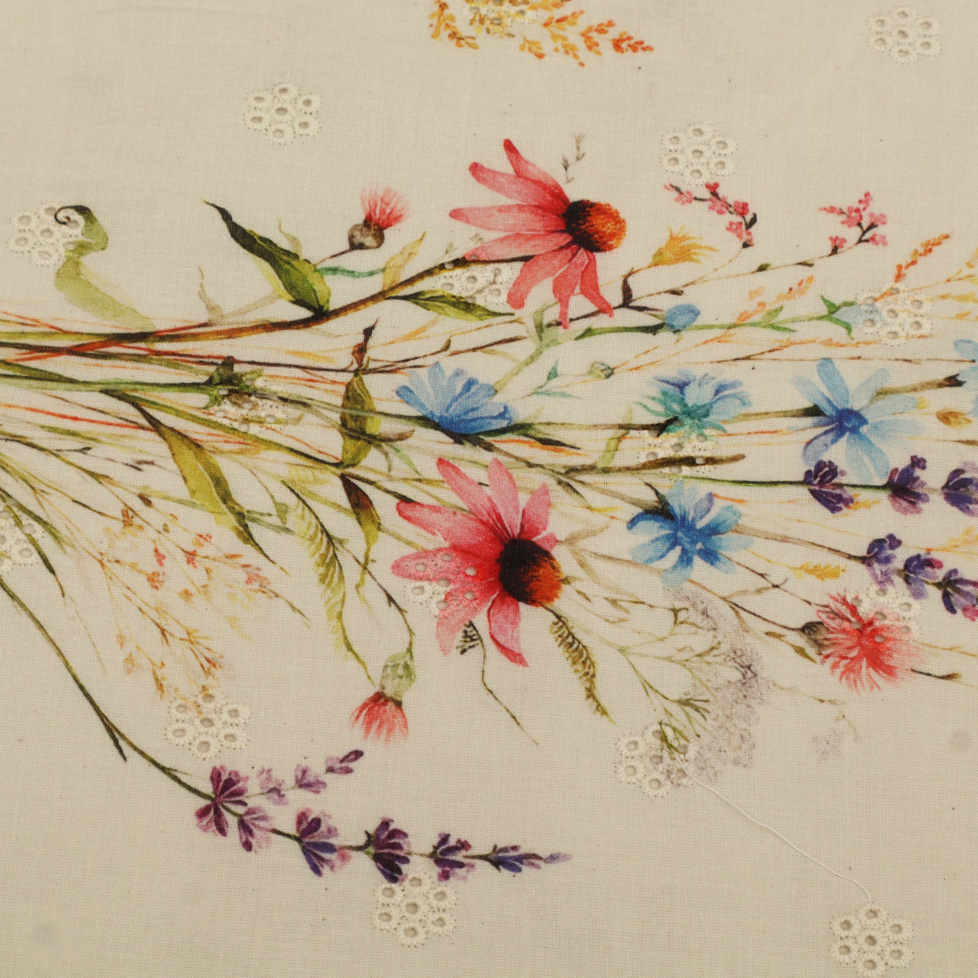 Colorful floral illustration on a textured beige background