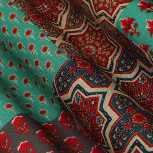 Multi Colored Mulmul Print Fabric