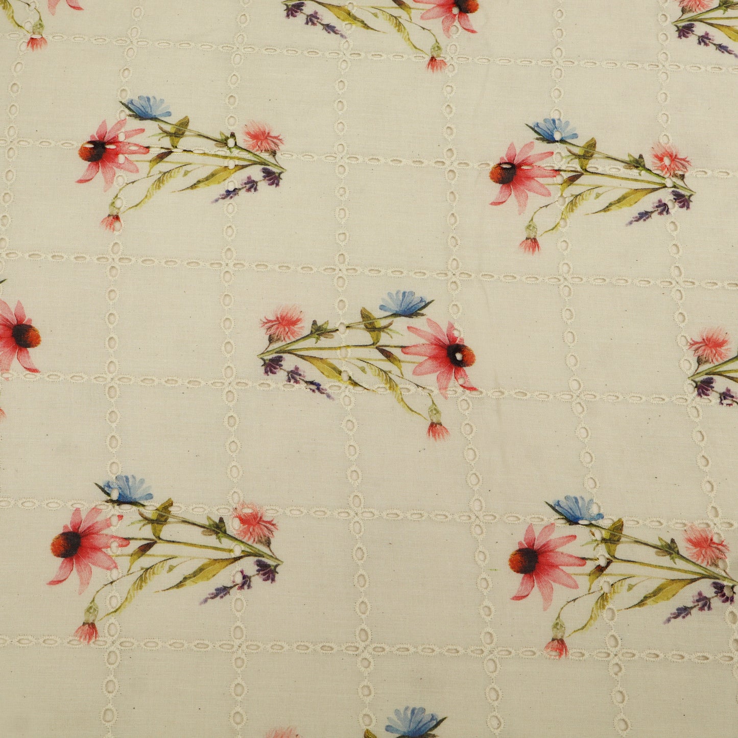 Floral pattern on a quilted fabric background
