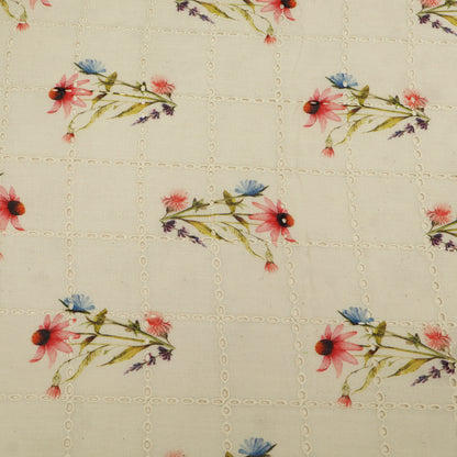 Floral pattern on a quilted fabric background