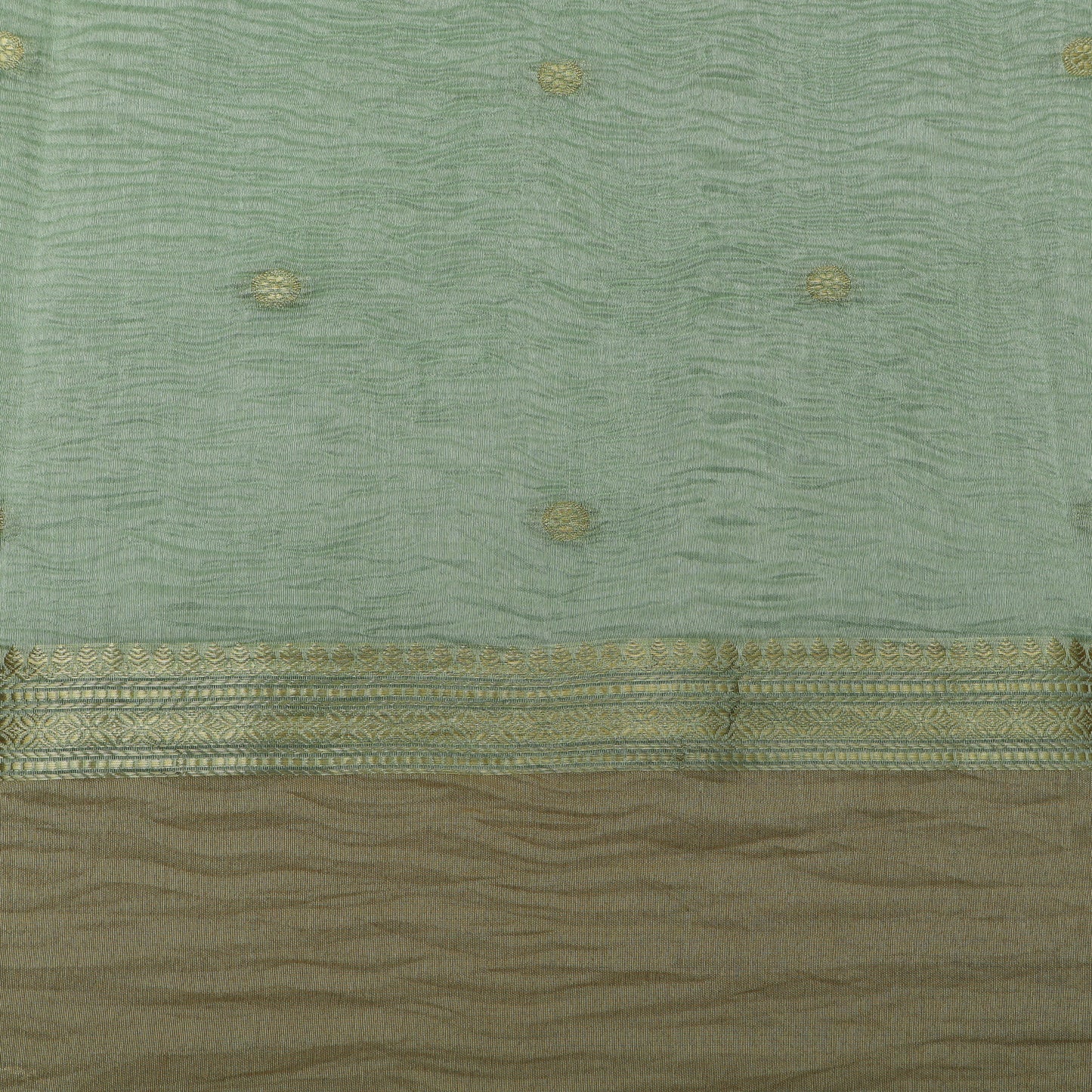 Pista Green Color Crush Tissue Border Fabric