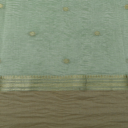 Pista Green Color Crush Tissue Border Fabric