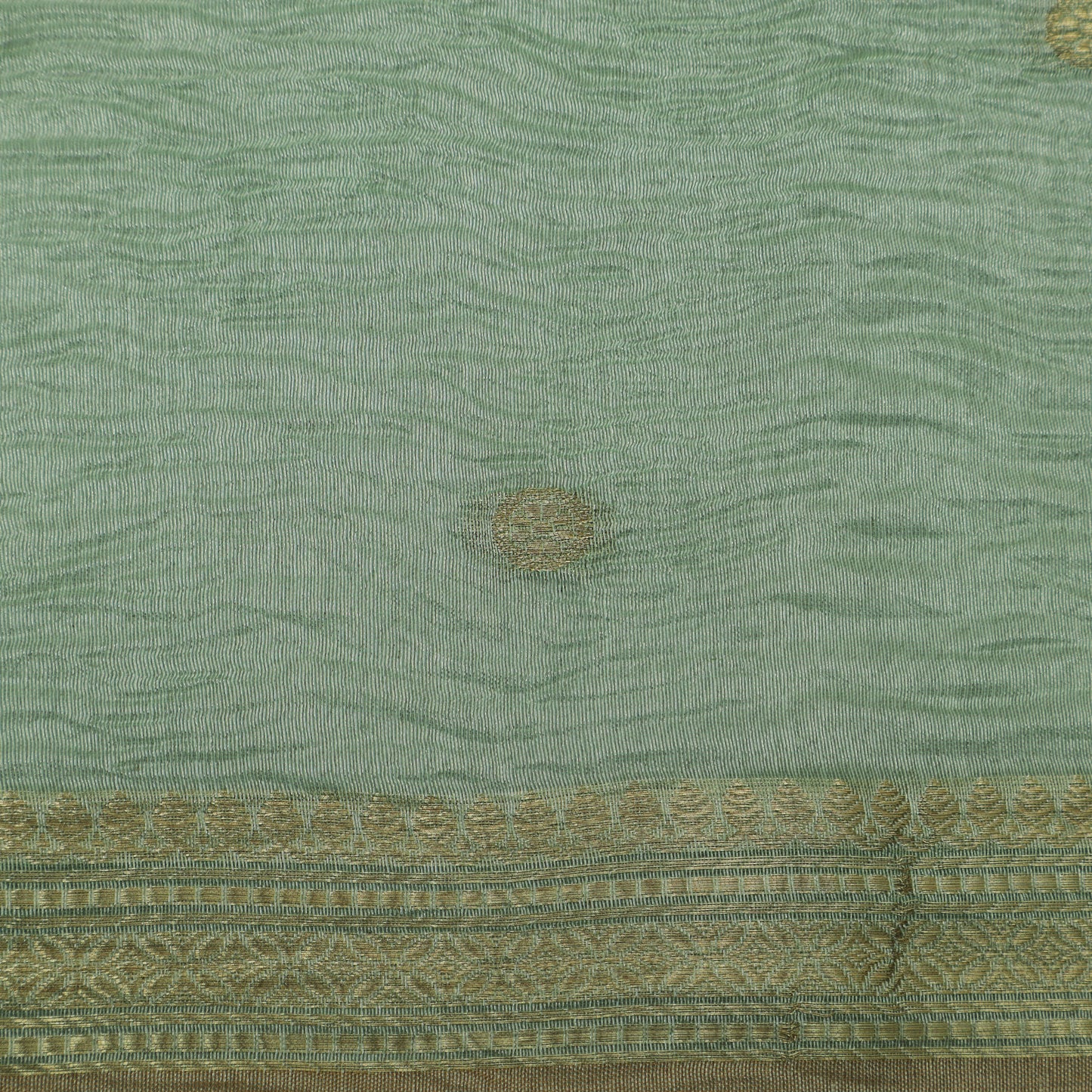 Pista Green Color Crush Tissue Border Fabric