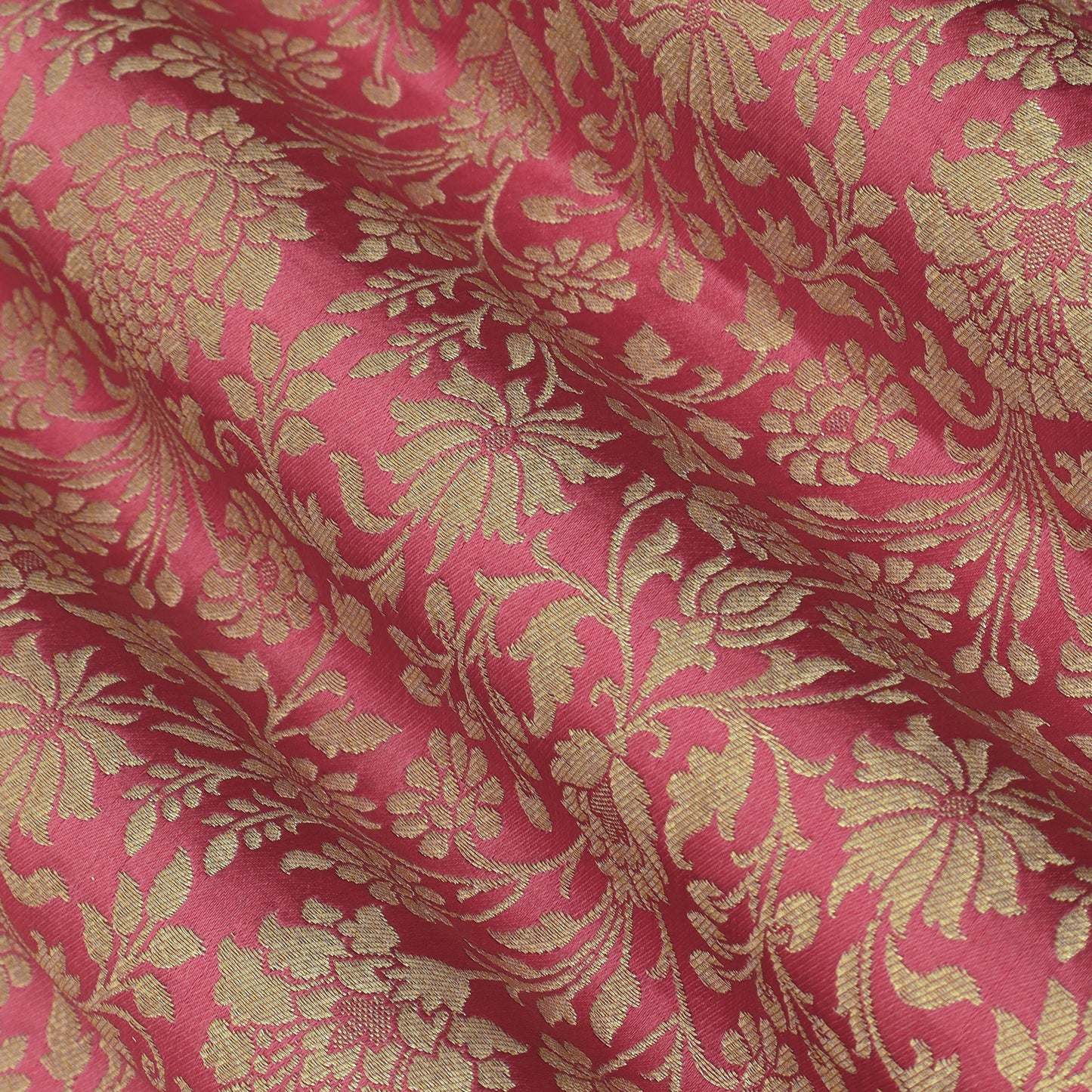 Floral Brocade Fabric with Gold Zari