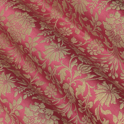 Floral Brocade Fabric with Gold Zari