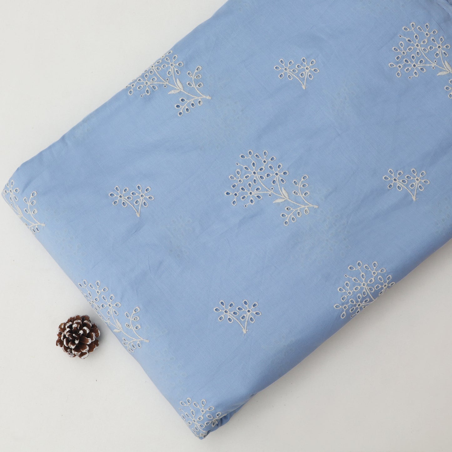 Cotton Chikan Embroidery Fabric