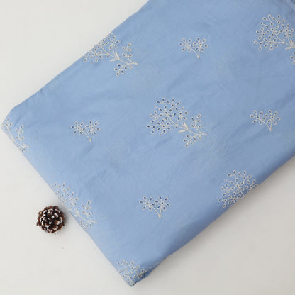 Cotton Chikan Embroidery Fabric