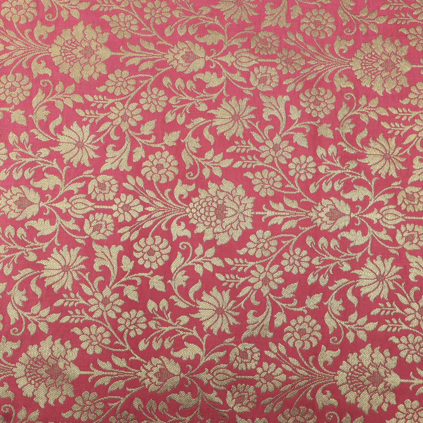 Floral Brocade Fabric with Gold Zari