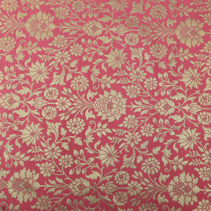 Floral Brocade Fabric with Gold Zari