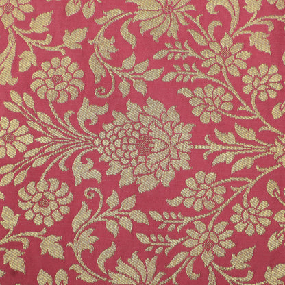 Floral Brocade Fabric with Gold Zari