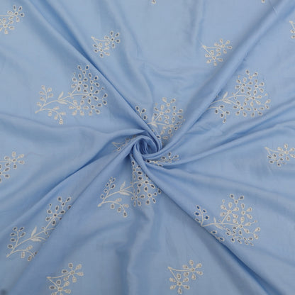 Cotton Chikan Embroidery Fabric