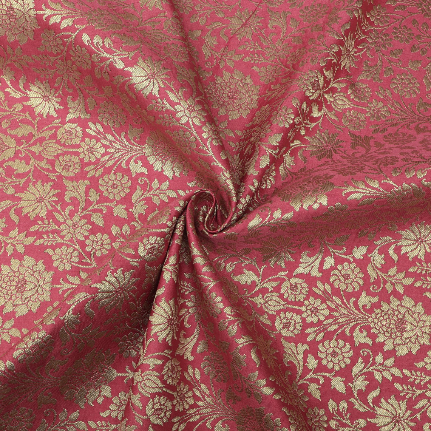 Floral Brocade Fabric with Gold Zari