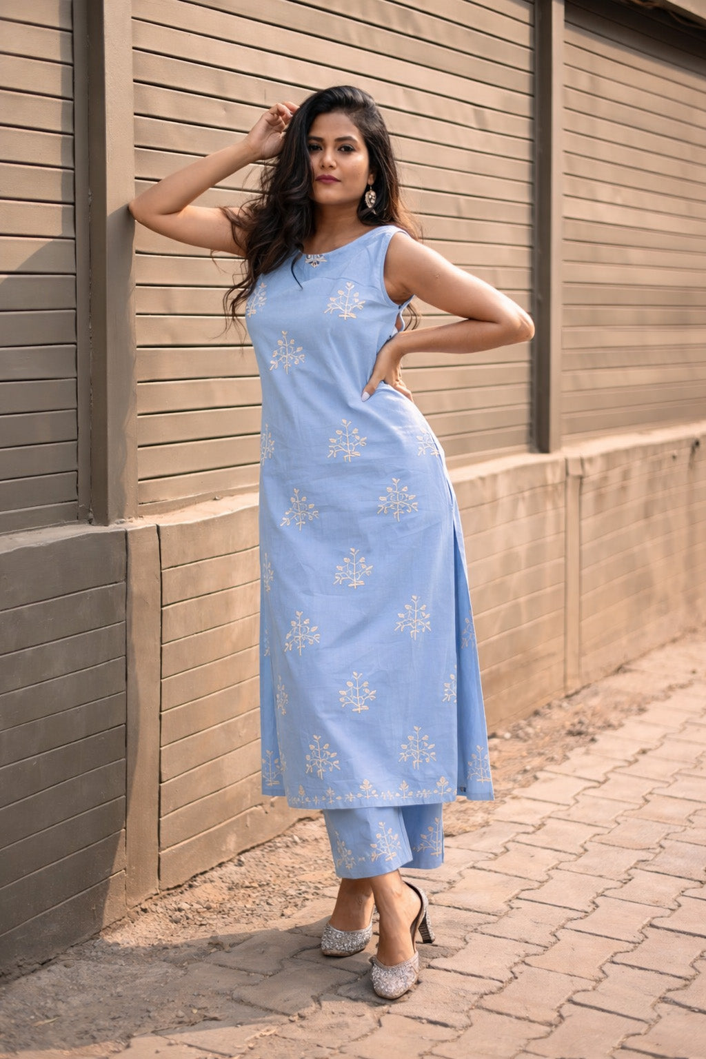 Cotton Chikan Embroidery Fabric