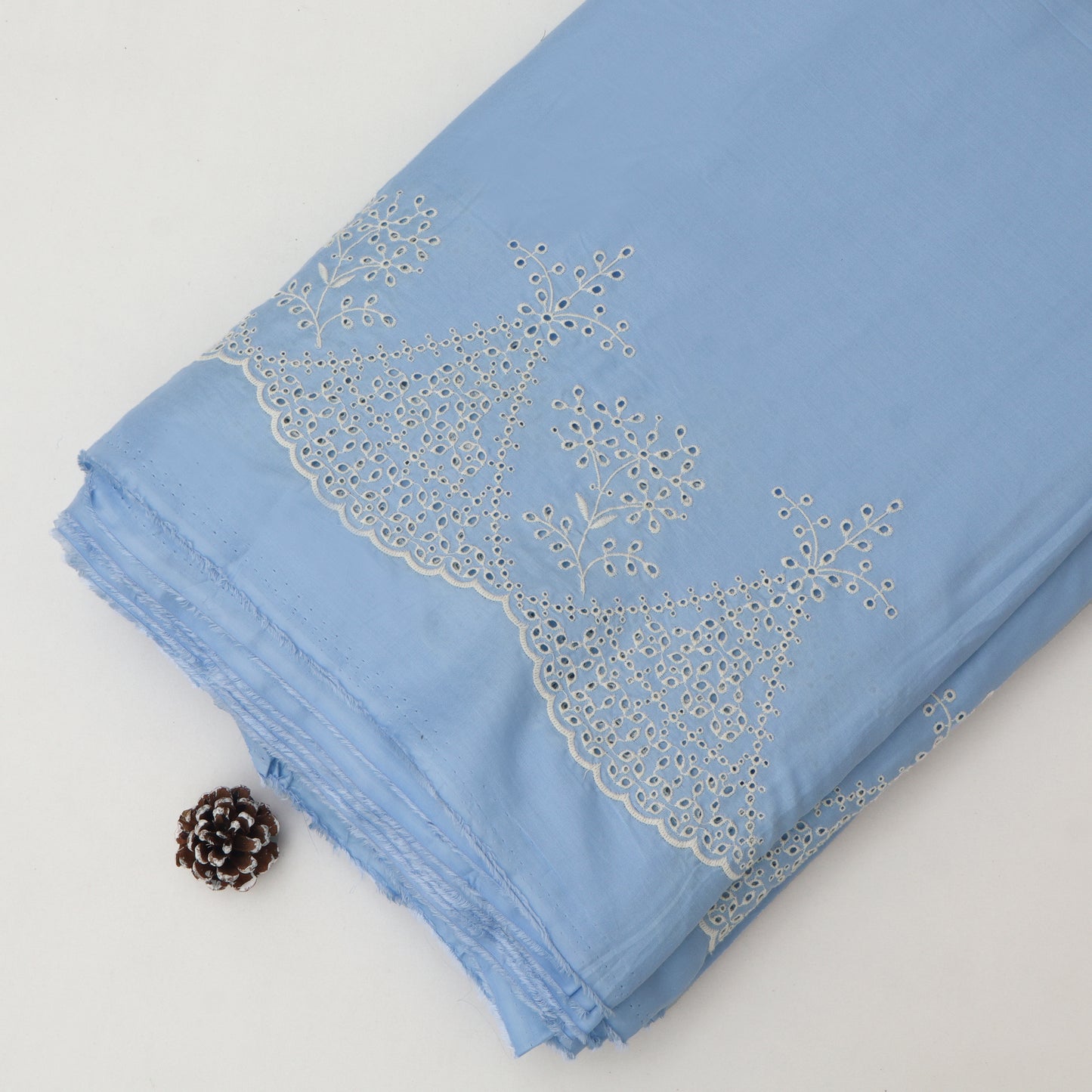 Cotton Chikan Embroidery Fabric