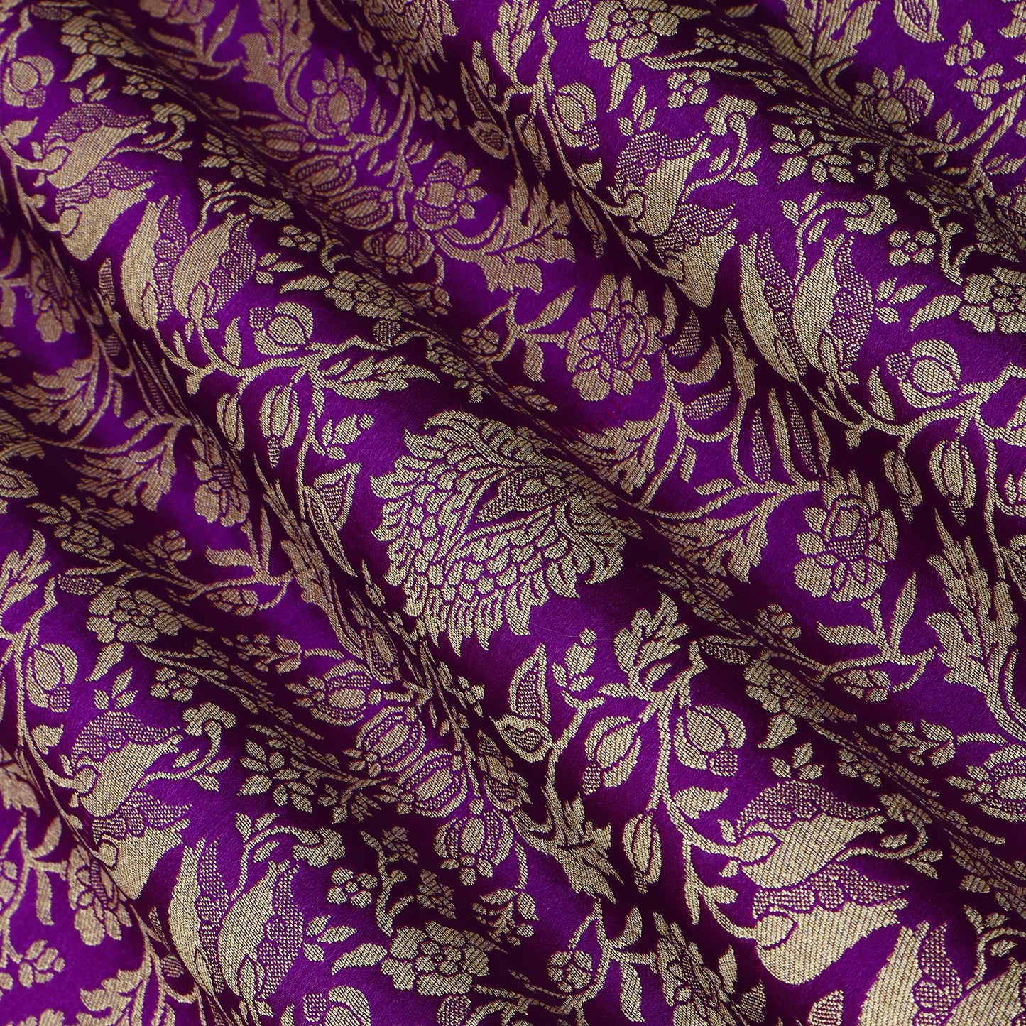Floral Brocade Fabric with Gold Zari