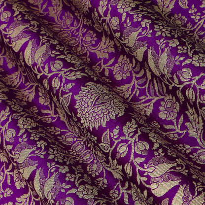 Floral Brocade Fabric with Gold Zari