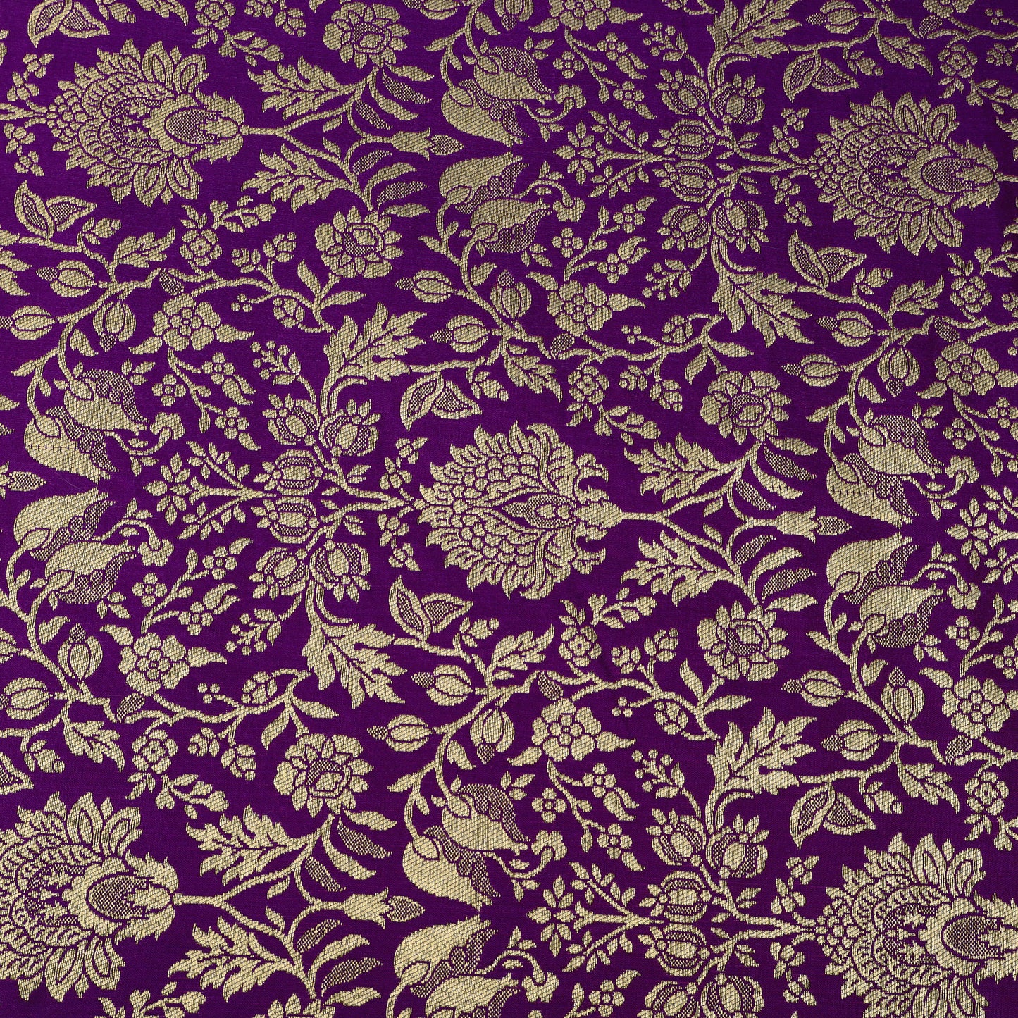 Floral Brocade Fabric with Gold Zari