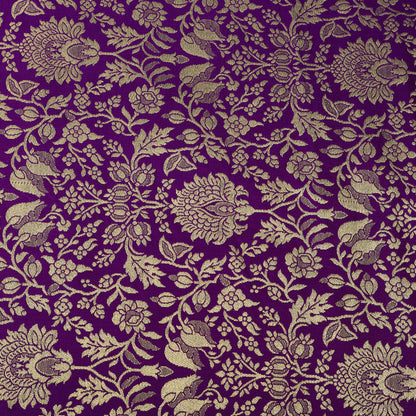 Floral Brocade Fabric with Gold Zari