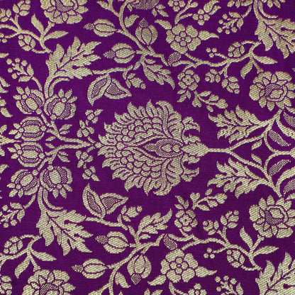 Floral Brocade Fabric with Gold Zari