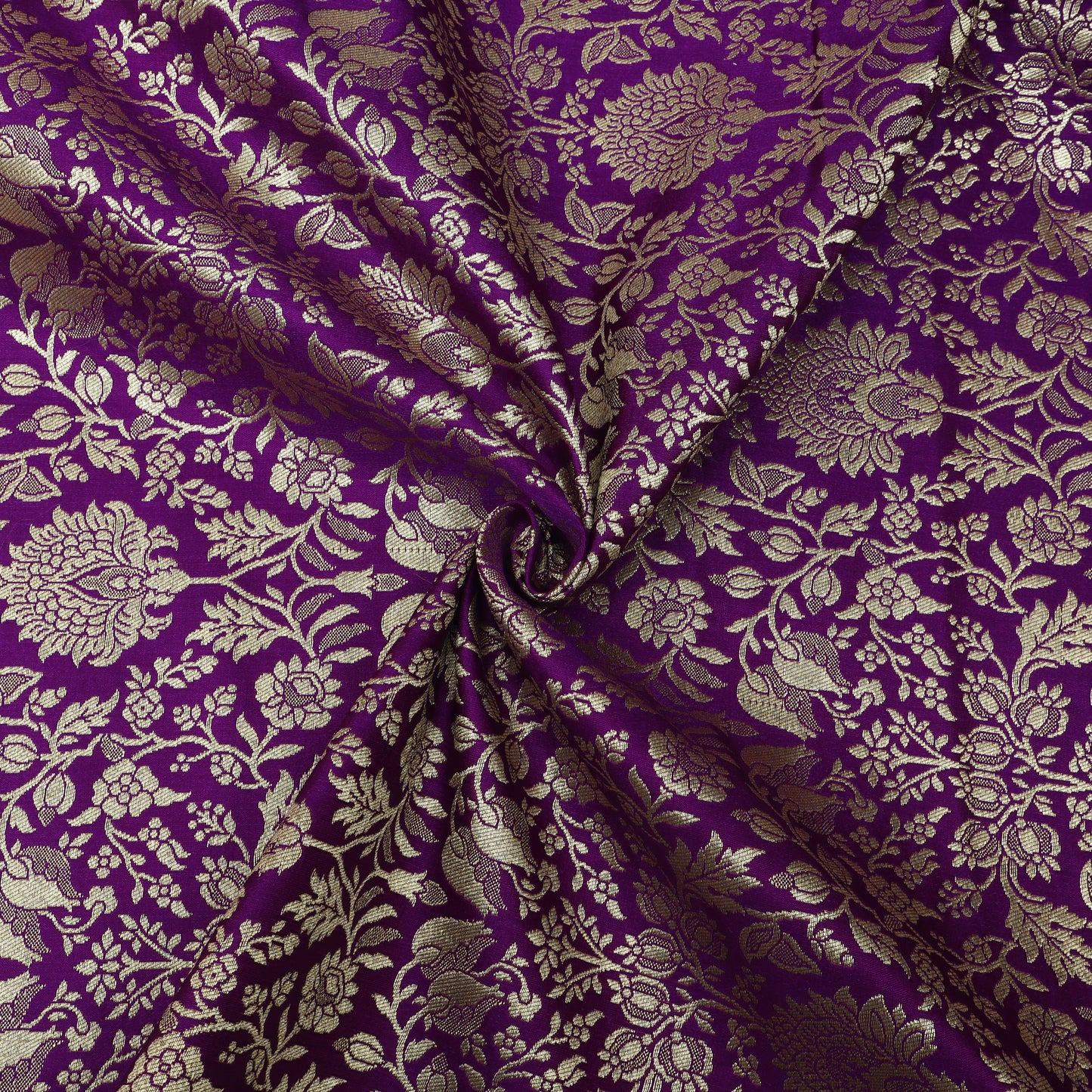 Floral Brocade Fabric with Gold Zari