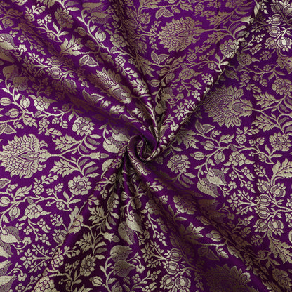 Floral Brocade Fabric with Gold Zari