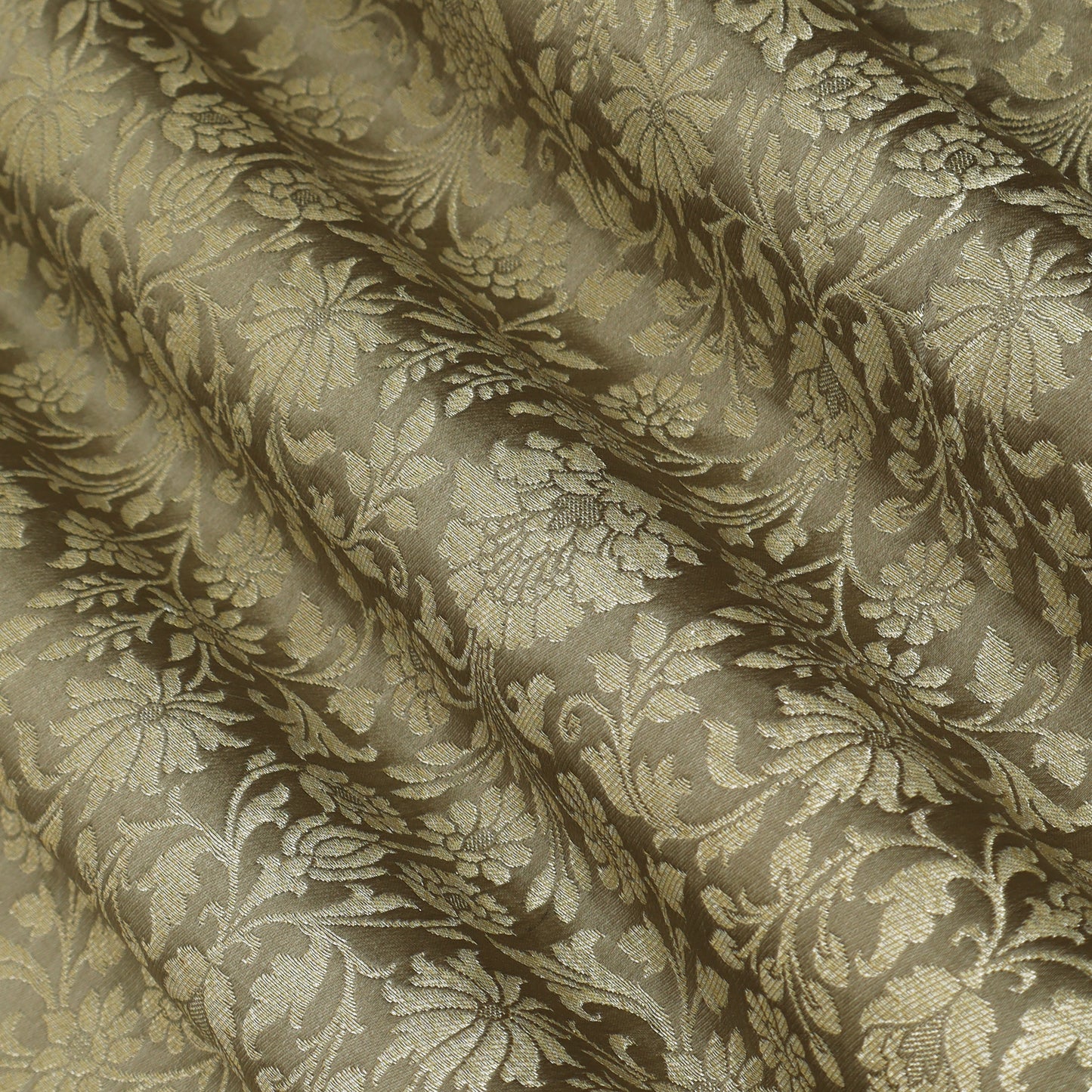 Floral Brocade Fabric with Gold Zari