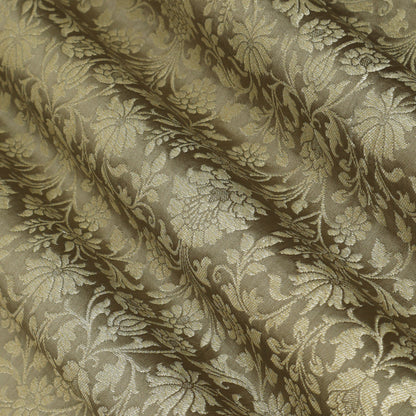 Floral Brocade Fabric with Gold Zari