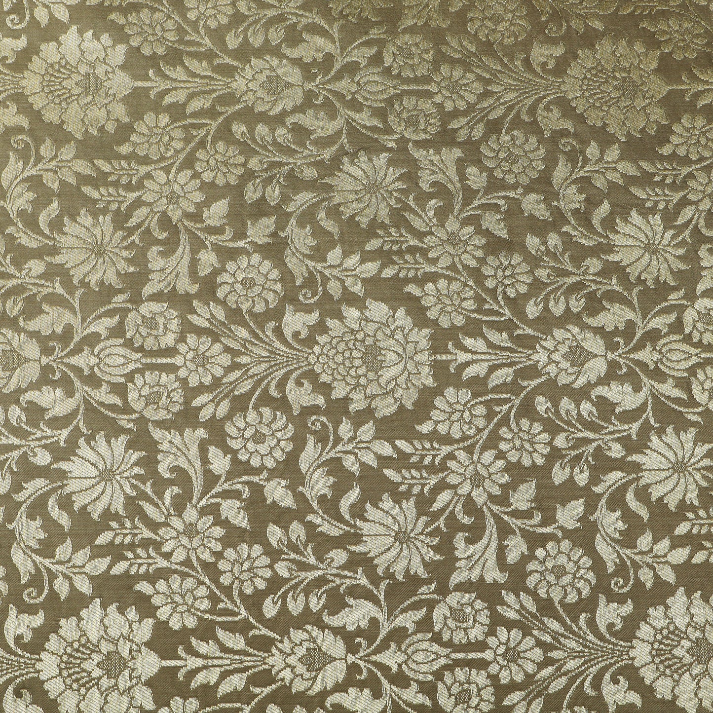 Floral Brocade Fabric with Gold Zari