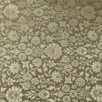 Floral Brocade Fabric with Gold Zari