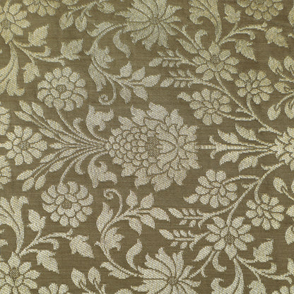 Floral Brocade Fabric with Gold Zari