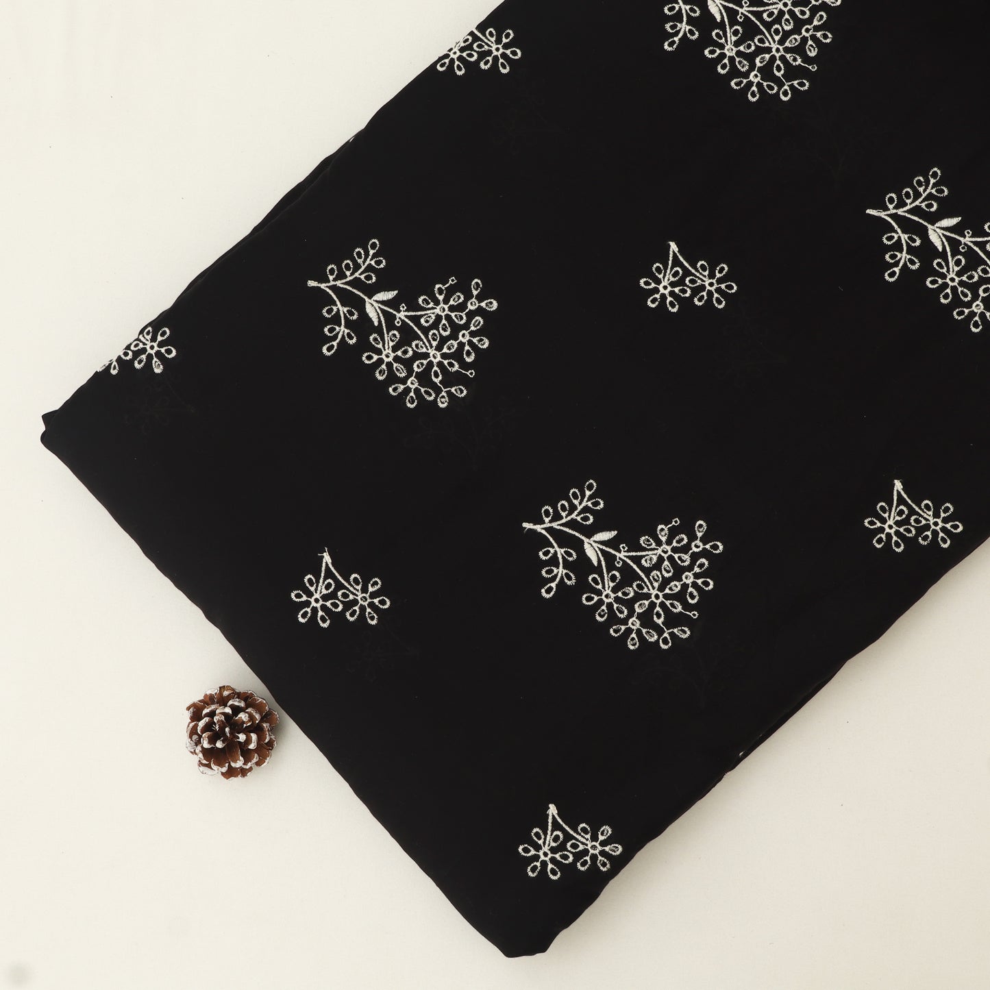 Cotton Chikan Embroidery Fabric