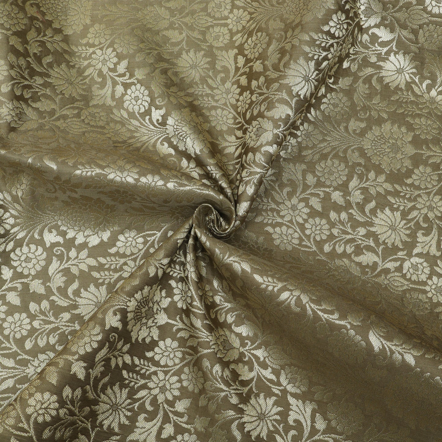 Floral Brocade Fabric with Gold Zari