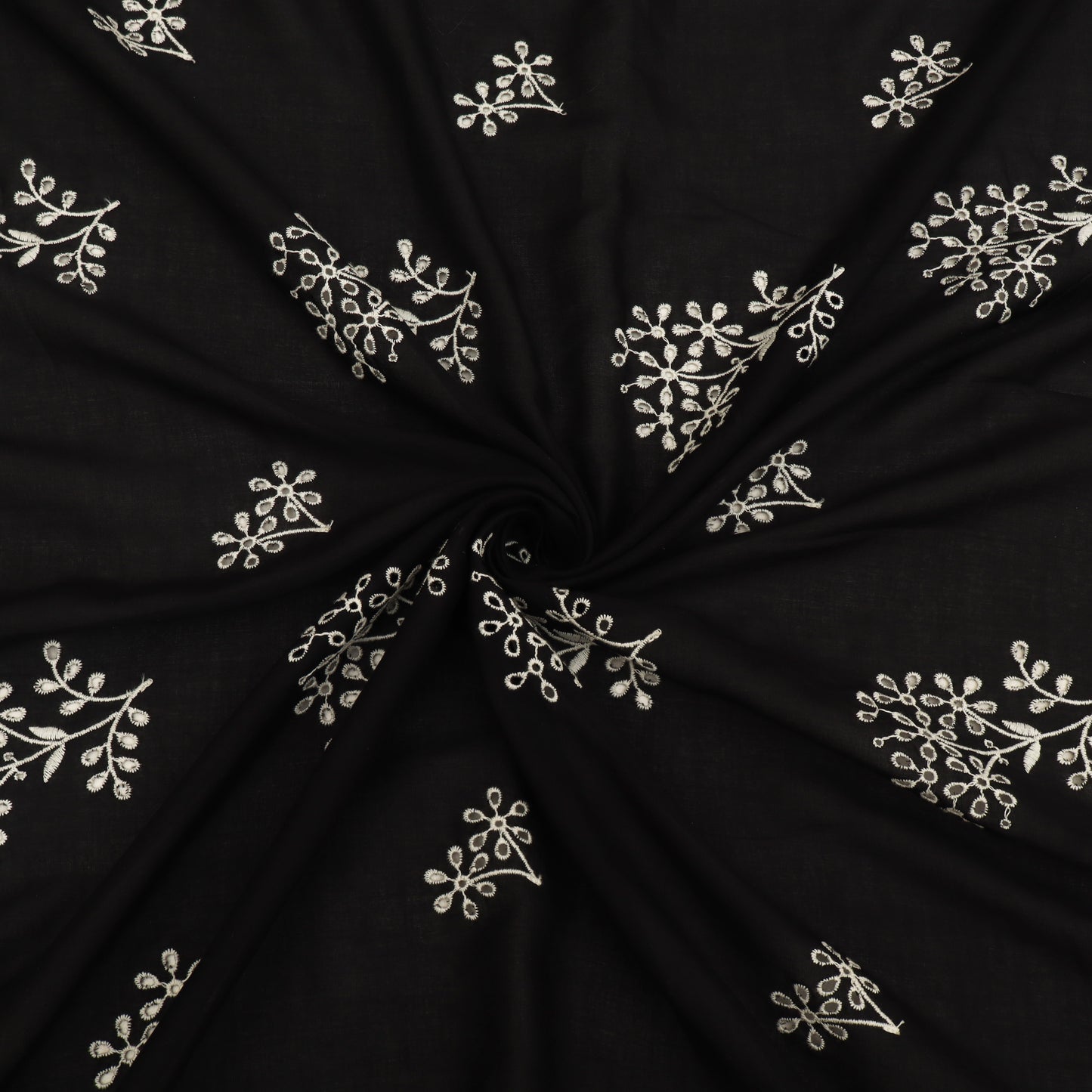 Cotton Chikan Embroidery Fabric