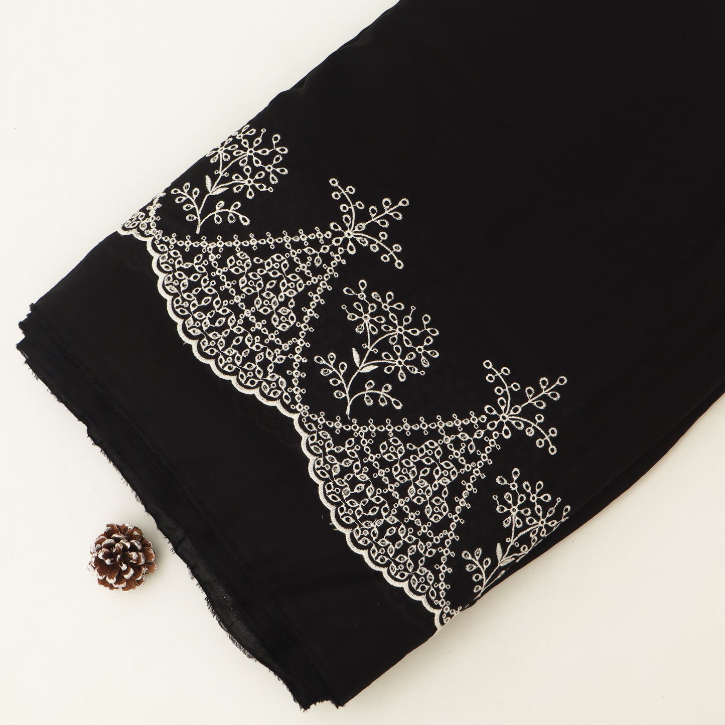 Cotton Chikan Embroidery Fabric