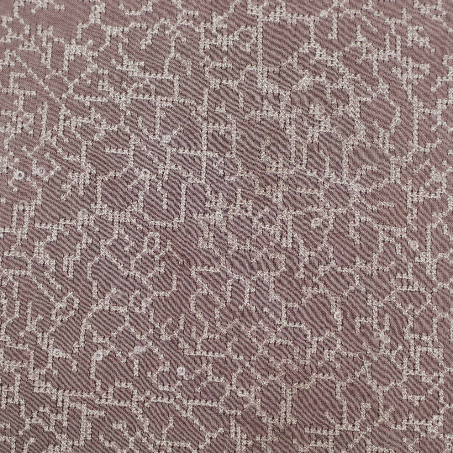 Lilac Color Chanderi Embroidery Fabric