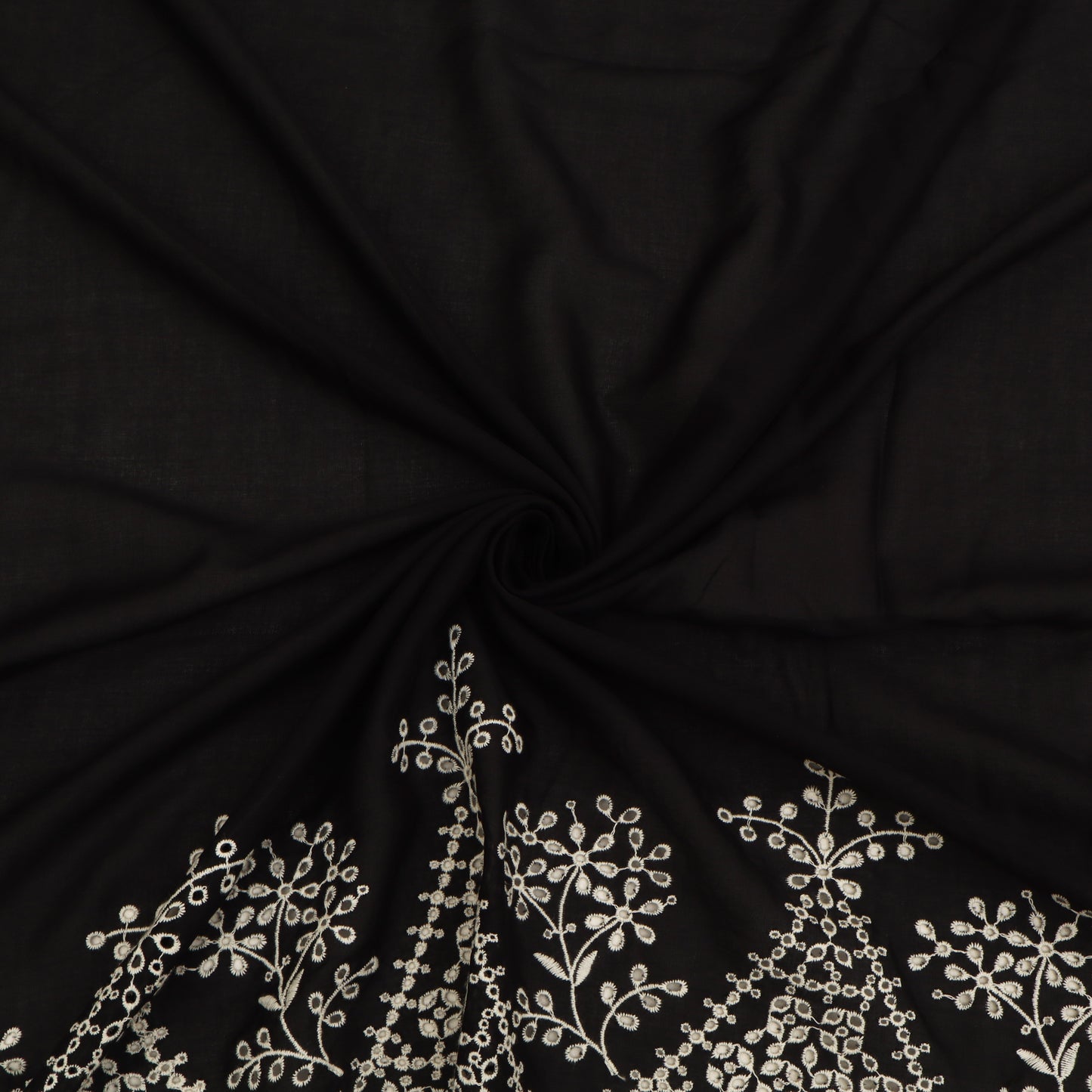 Cotton Chikan Embroidery Fabric