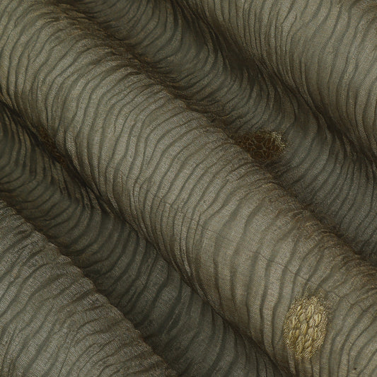 Grey Color Crush Tissue  Booti Fabric