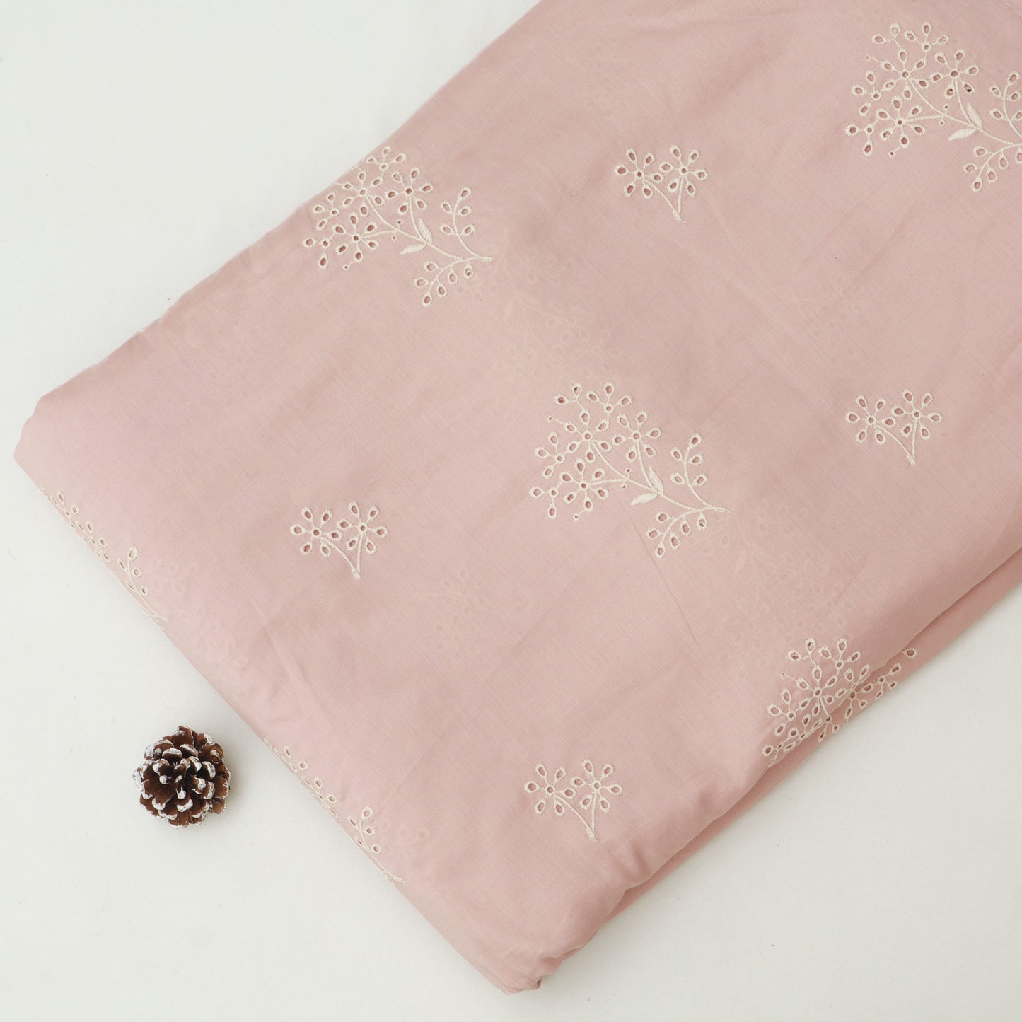 Cotton Chikan Embroidery Fabric