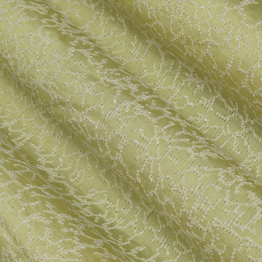 Yellow Color Chanderi Embroidery Fabric