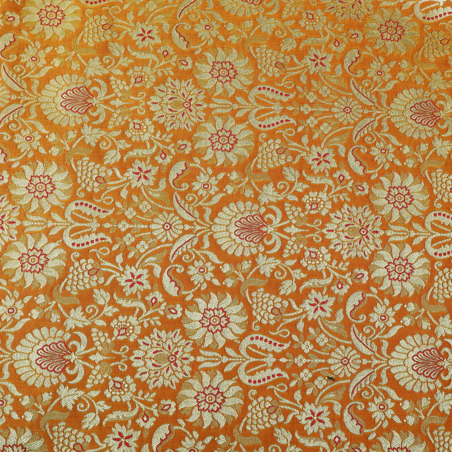 Royal Pure Kimkhab Brocade Fabric – Intricate Gold Zari Floral Heritage Weave