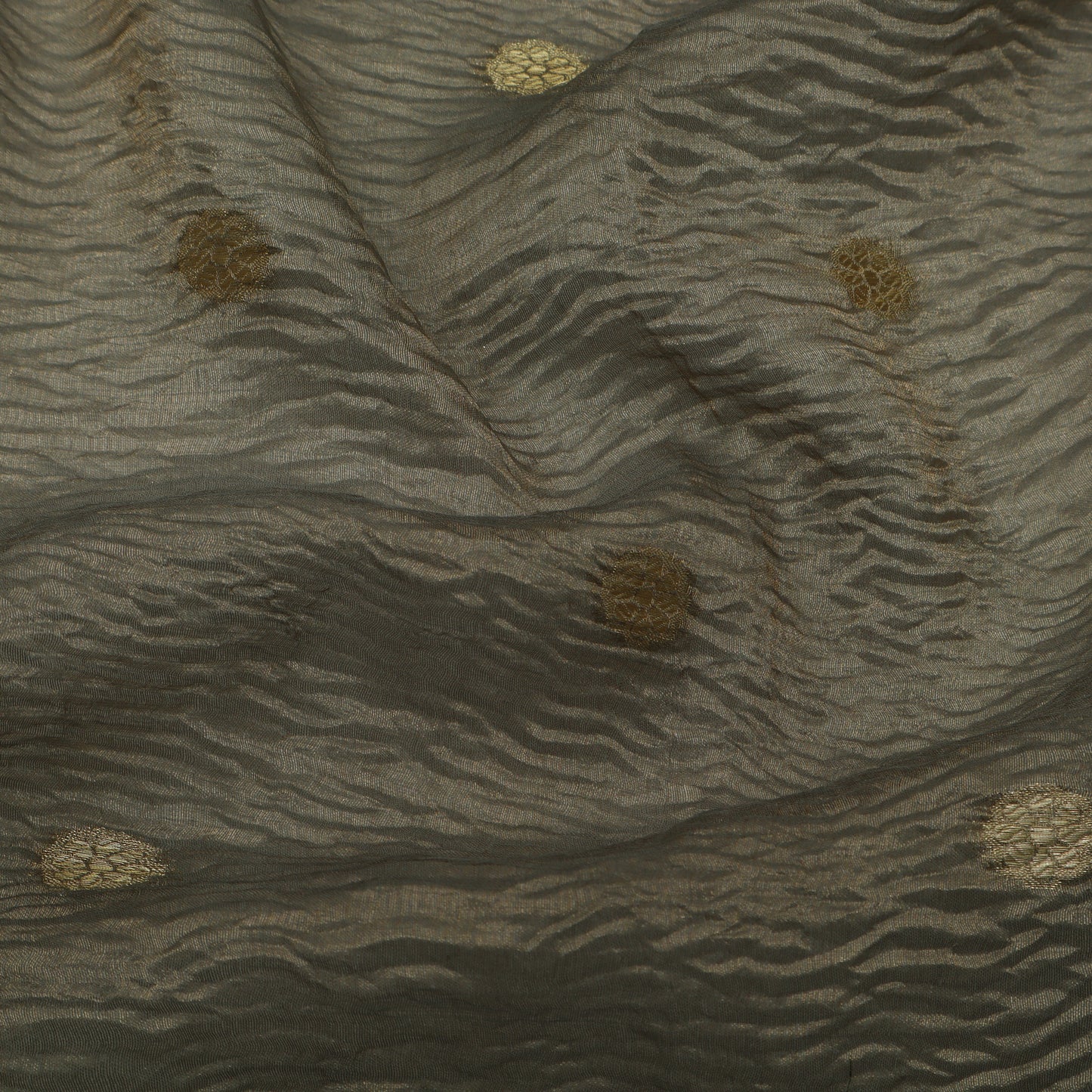 Grey Color Crush Tissue  Booti Fabric