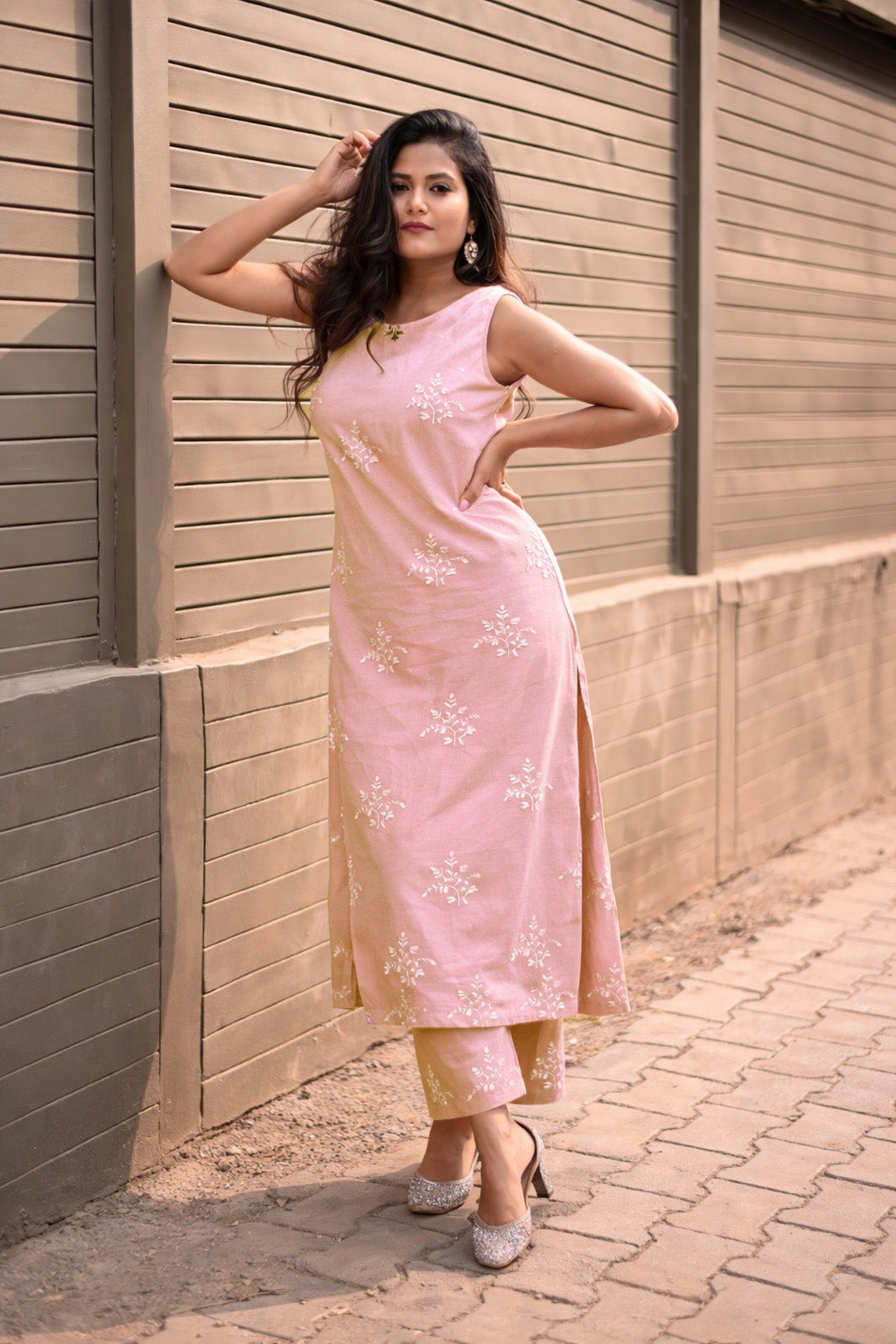 Cotton Chikan Embroidery Fabric