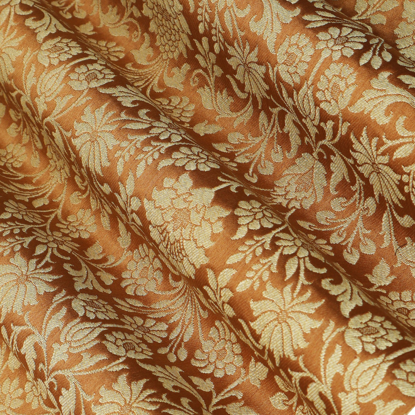 Floral Brocade Fabric with Gold Zari