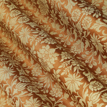 Floral Brocade Fabric with Gold Zari