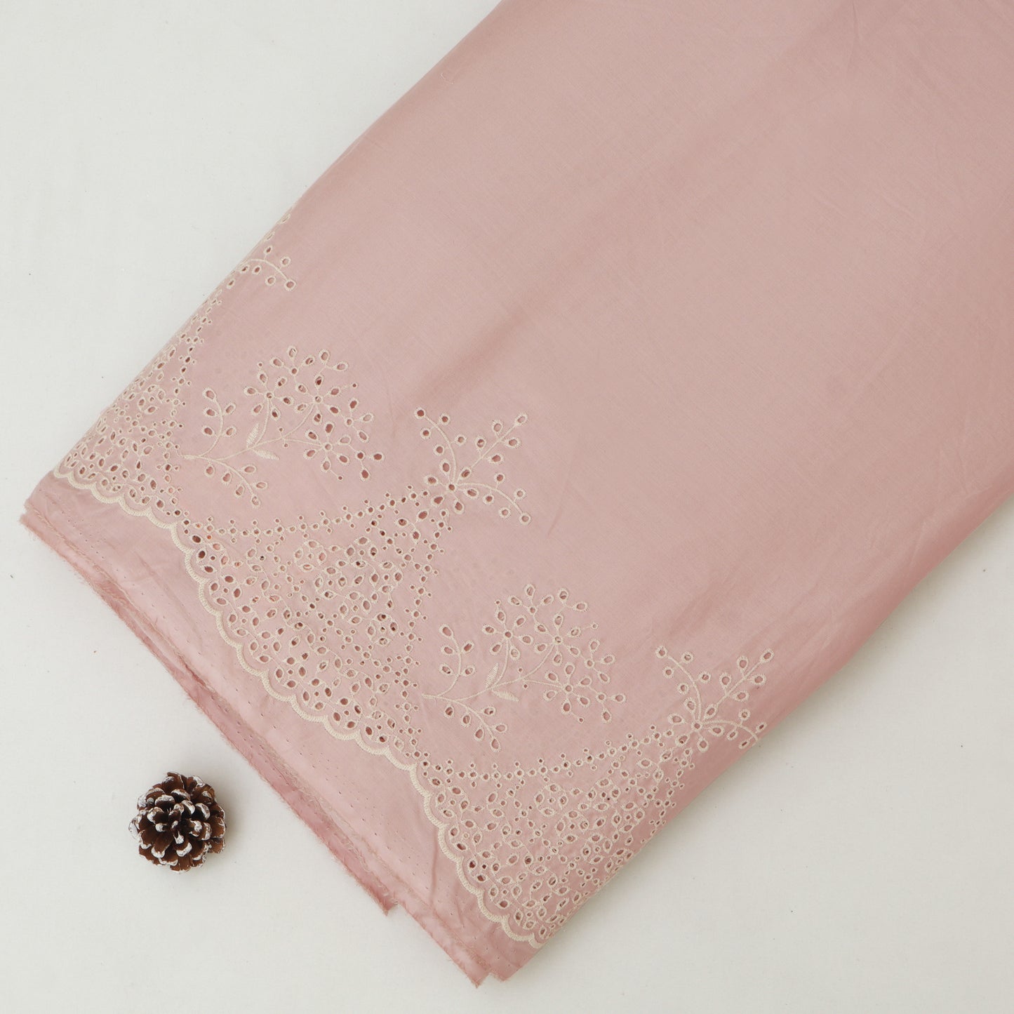 Cotton Chikan Embroidery Fabric