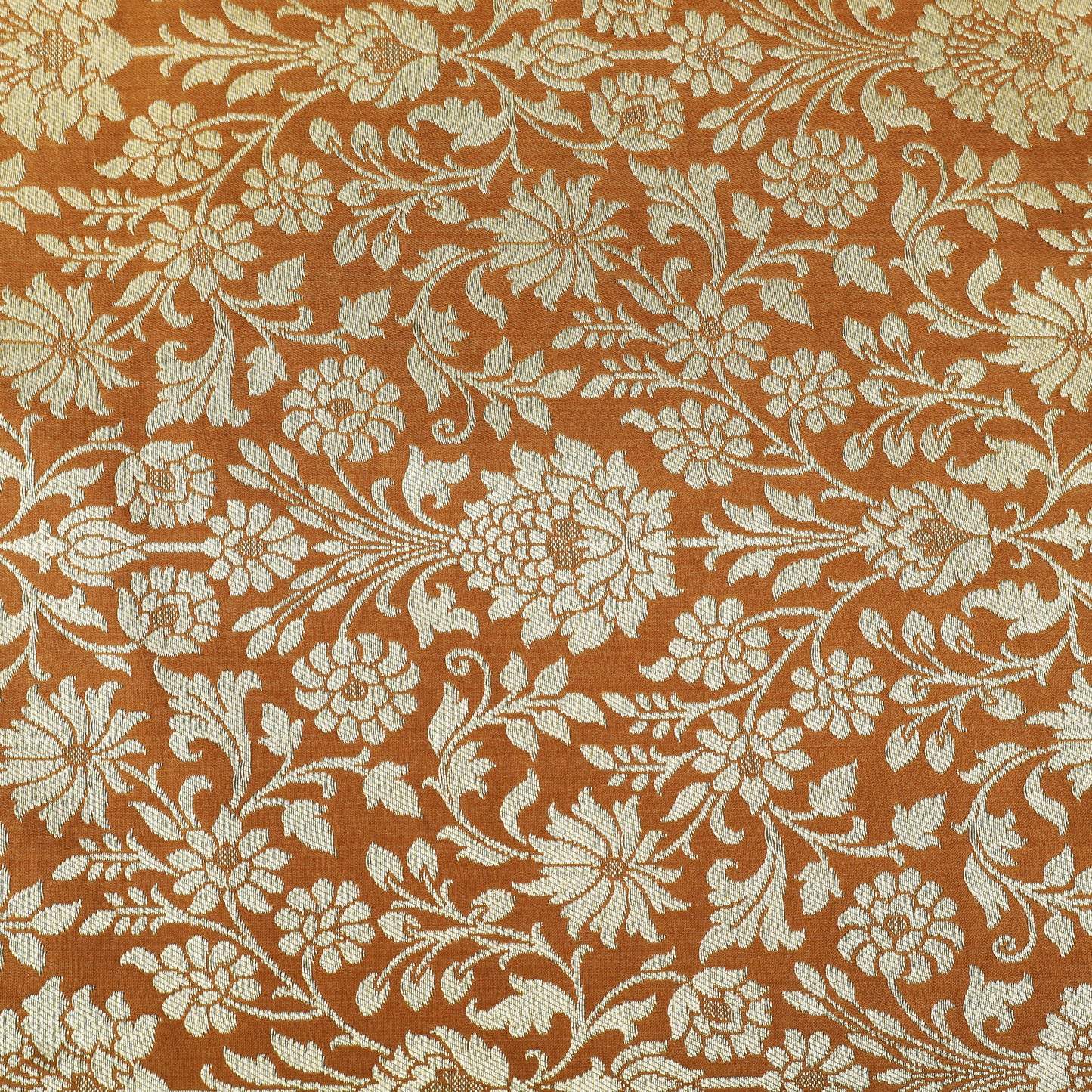 Floral Brocade Fabric with Gold Zari