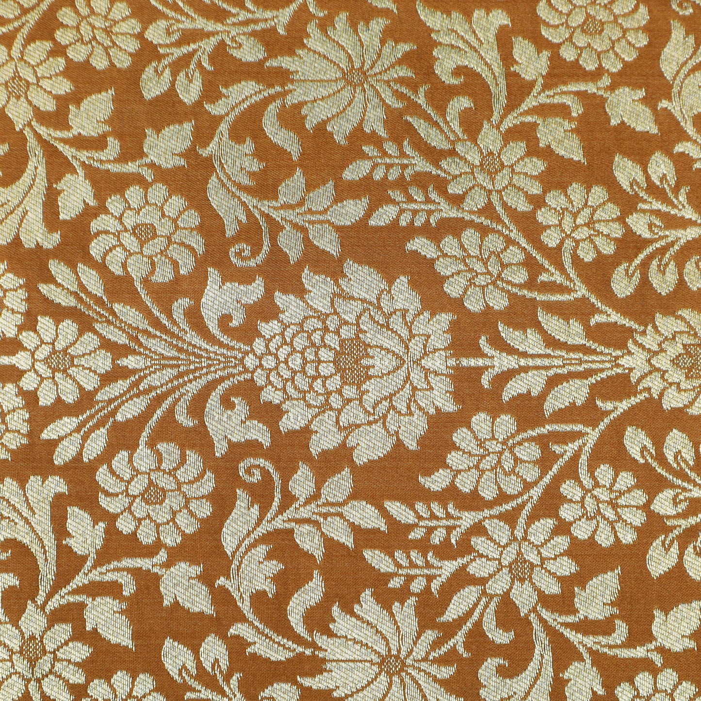 Floral Brocade Fabric with Gold Zari